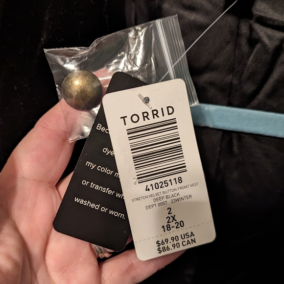 Torrid Velvet Vest w/ Stretch Sz 2 - Picture 4 of 7